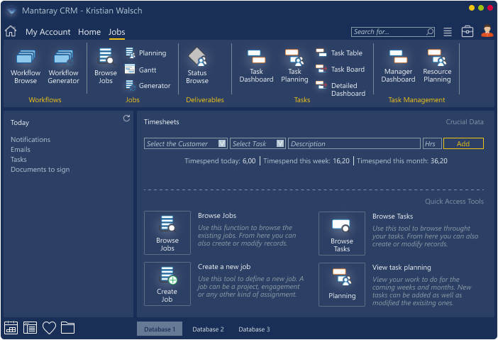 Mantaray Fiduciaries Jobs Management screen